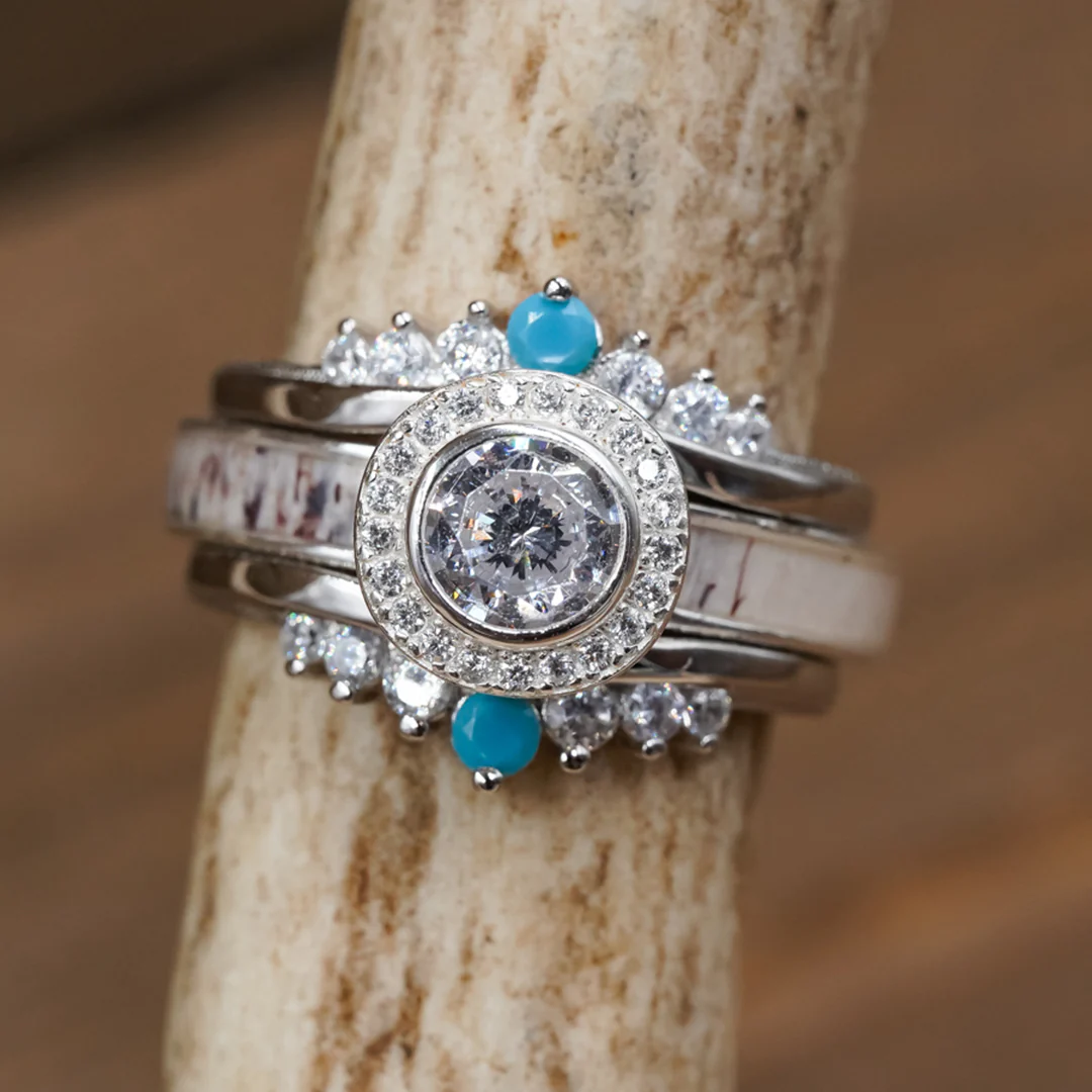 The Turquoise & CZ Wishbone Stacker Set - Image 3