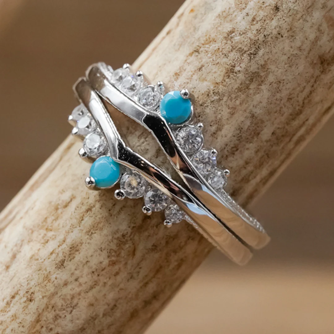 The Turquoise & CZ Wishbone Stacker Set - Image 4